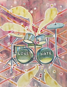 Love/ Hate, Gouache on paper, 65 x 50 cm, 2018