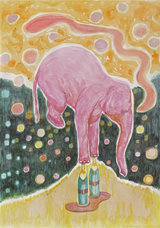 The pink elephant, Ink on Paper, 100 x 60 cm, 2020